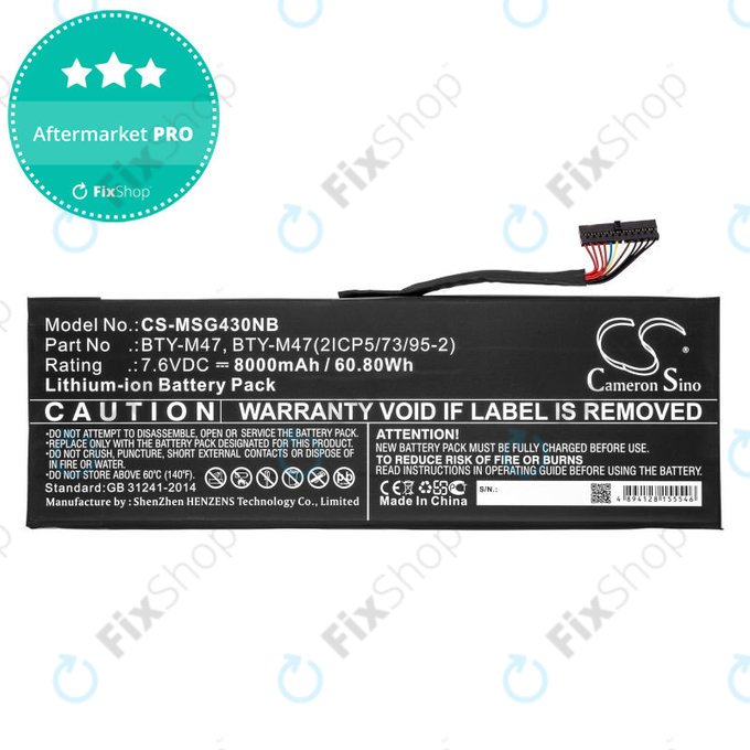 Baterie pentru MSI GS40, GS43, MS14, 8000mAh, Li-Ion, 7.6V, BTY-M47, HQ