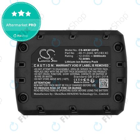 Baterie pentru Milwaukee M12 Redlithium XC 4.0, 6000mAh, Li-Ion, 12V, M12 B3 XC, M12 B4 XC, HQ