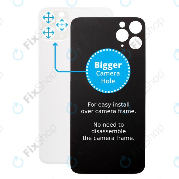 Apple iPhone 11 Pro - Sticlă Carcasă Spate cu Orificiu Mărit pentru Cameră (Silver)