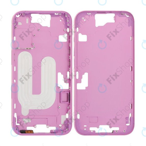 Apple iPhone 16 - Ramă mijlocie + Butoane de pornire + Volum (Pink)