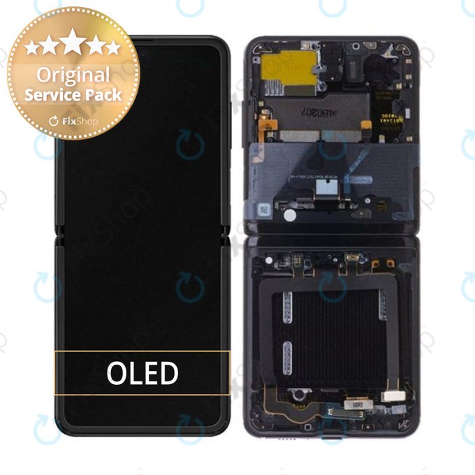 Samsung Galaxy Z Flip F700N - Ecran LCD + Sticlă Tactilă + Ramă (Mirror Black) - GH82-22215A Genuine Service Pack