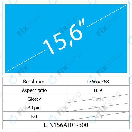 15.6 LCD Fat Lucios 30 pin HD