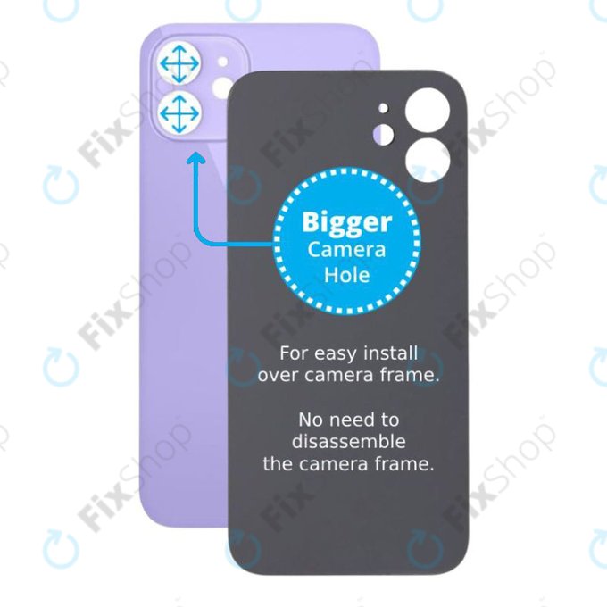 Apple iPhone 12 - Sticlă Carcasă Spate cu Orificiu Mărit pentru Cameră (Purple)