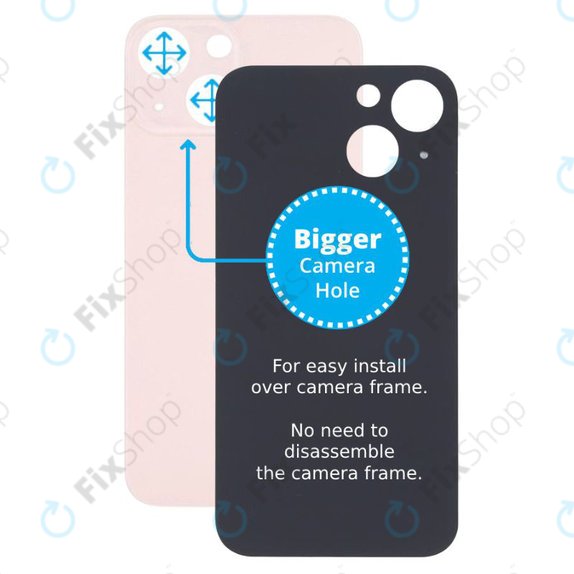 Apple iPhone 13 Mini - Sticlă Carcasă Spate cu Orificiu Mărit pentru Cameră (Pink)
