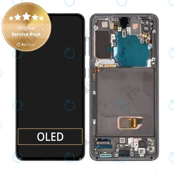Samsung Galaxy S21 G991B - Ecran LCD + Sticlă Tactilă + Ramă (Phantom Gray) - GH82-24544A, GH82-24545A, GH82-27255A Genuine Service Pack