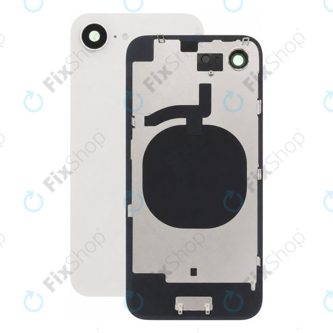 Apple iPhone 16e - Sticlă pentru carcasa din spate + Sticlă cameră + Placă metalică (White)