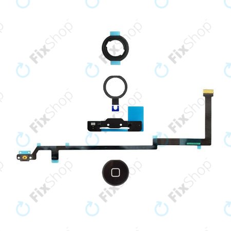 Apple iPad Air - Buton Acasă + Cablu Flex + Suport + Inel din plastic + Garnitură (Black)
