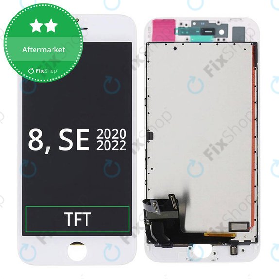Ecran pentru iPhone 8, SE (2020), SE (2022), White, Sticlă tactilă cu ramă