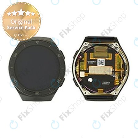 Huawei Watch GT2e Hector-B19R - Ecran LCD + Sticlă Tactilă + Ramă (Graphite Black) - 02353MSK Genuine Service Pack