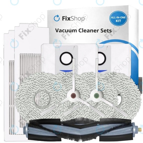 Set de piese de schimb pentru Ecovacs T20, T20 Max, T20 Pro (1x Perie principală, 2x Filter, 2x Perie laterală – albă, 4x Mop, 2x Sac de praf)