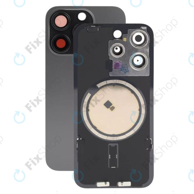 Apple iPhone 15 Pro - Sticlă pentru carcasa din spate cu piese mici (Black Titanium)