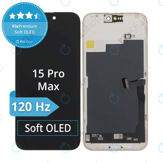 Ecran Soft OLED pentru iPhone 15 Pro Max, Sticlă tactilă cu ramă, DIAGNOSTIC