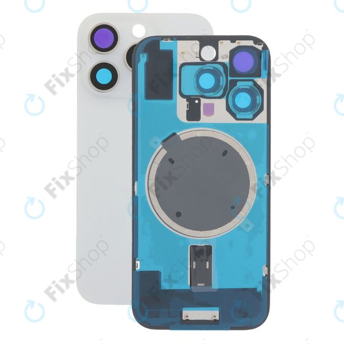 Apple iPhone 16 Pro - Sticlă pentru carcasa din spate + Sticlă cameră + Placă metalică + Magneți MagSafe (White Titanium)