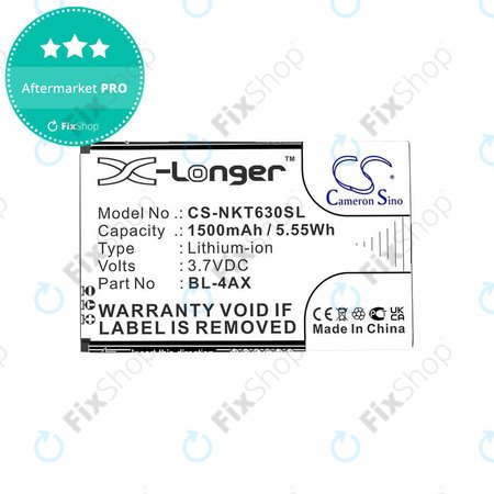 Baterie pentru Nokia 6300 4G, Nokia 8000 4G, 1500mAh, Li-Ion, 3.7V, BL-4AX, HQ