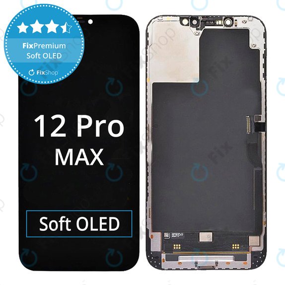 Ecran Soft OLED pentru iPhone 12 Pro Max, Sticlă tactilă cu ramă, FixPremium