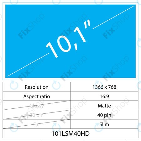 10.1 LCD Slim Mat 40 pin HD