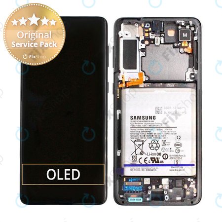 Samsung Galaxy S21 Plus G996B - Ecran LCD + Sticlă Tactilă + Ramă + Baterie (Phantom Black) - GH82-24555A, GH82-24747A Genuine Service Pack