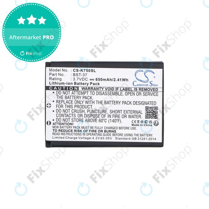 Baterie pentru Sony Ericsson, 650mAh, Li-Ion, 3.7V, BST-37, HQ