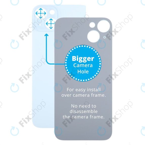 Apple iPhone 15 Plus - Sticlă Carcasă Spate cu Orificiu Mărit pentru Cameră (Blue)