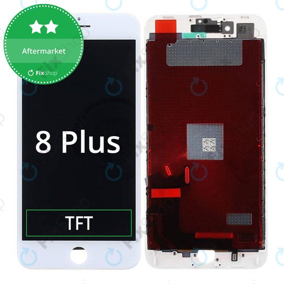 Ecran pentru iPhone 8 Plus, White, Sticlă tactilă cu ramă