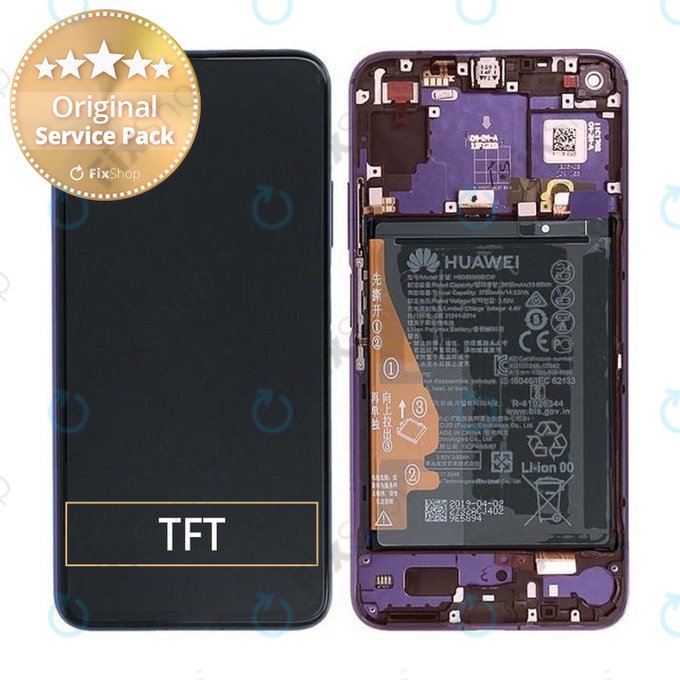 Huawei Nova 5T - Ecran LCD + Sticlă Tactilă + Ramă + Baterie (Midsummer Purple) - 02353EBH Genuine Service Pack