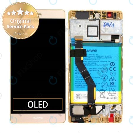 Huawei P9 Plus - Ecran LCD + Sticlă Tactilă + Ramă + Baterie (Gold) - 02350SUQ, 02350SUW Genuine Service Pack