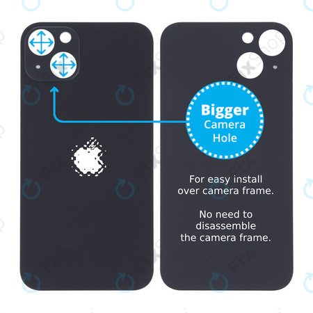 Apple iPhone 13 - Sticlă Carcasă Spate cu Orificiu Mărit pentru Cameră (Midnight)