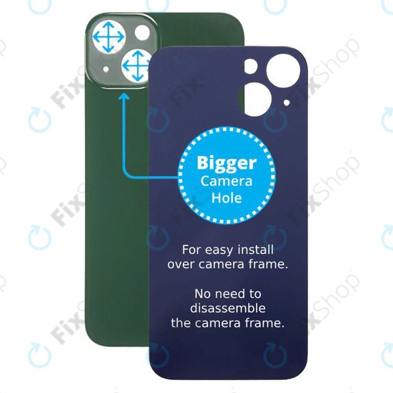 Apple iPhone 13 - Sticlă Carcasă Spate cu Orificiu Mărit pentru Cameră (Green)