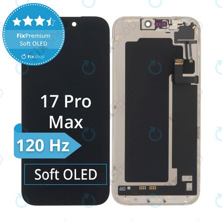 Ecran Soft OLED 120Hz pentru iPhone 17 Pro Max - Sticlă Tactilă + Ramă, DIAGNOSTIC