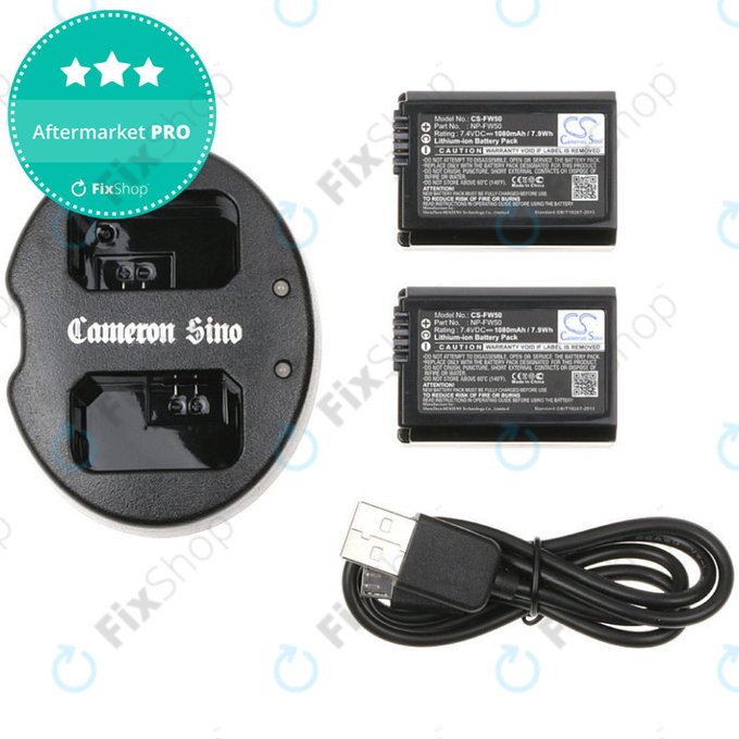 2 baterii cu încărcător pentruSony NEX-5, Alpha 7, NEX-7, 1030mAh, Li-Ion, 7.4V, NP-FW50, HQ