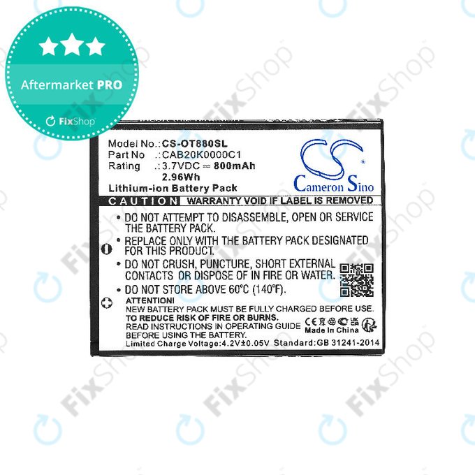 Baterie pentru Alcatel Onetouch, 800mAh, Li-ion, 3.7V, BTR510AB, HQ