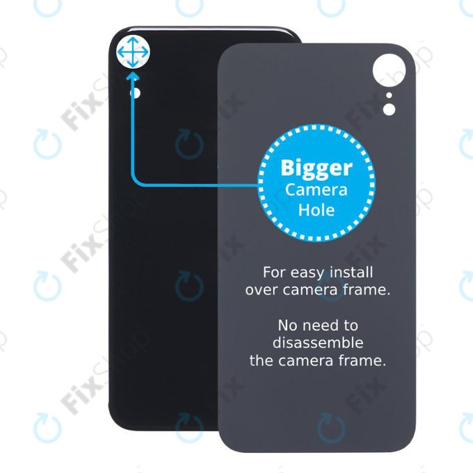 Apple iPhone XR - Sticlă Carcasă Spate cu Orificiu Mărit pentru Cameră (Black)