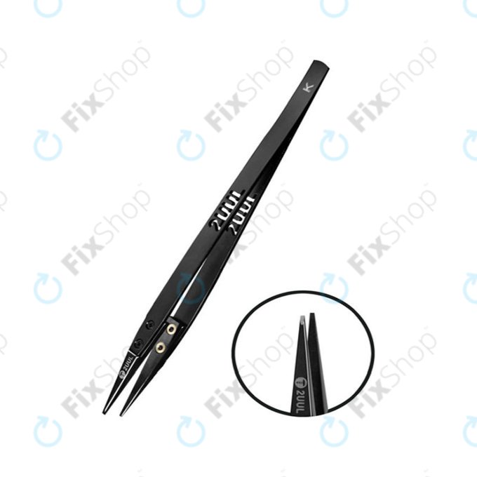 Pensetă ESD antistatică cu vârf plat din ceramică, 2UUL TW32