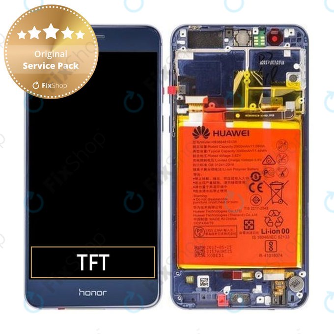 Huawei Honor 8 - Ecran LCD + Sticlă Tactilă + Ramă + Baterie (Sapphire Blue) - 02350USN, 02350USM Genuine Service Pack