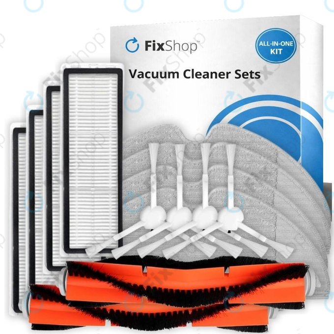 Set de piese de schimb pentru Xiaomi Mi Robot Vacuum Mop (Mijia 1C), 2 (Mijia 2C) 2 Pro+ (Mijia 1T) (2x Perie principală, 4x Filter, 4x Perie laterală, 4x Mop)