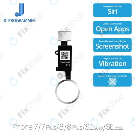 Apple iPhone 7, 7 Plus, 8, 8 Plus, SE (2020), SE (2022) - Buton Acasă JCID 7 Gen (Silver, White)