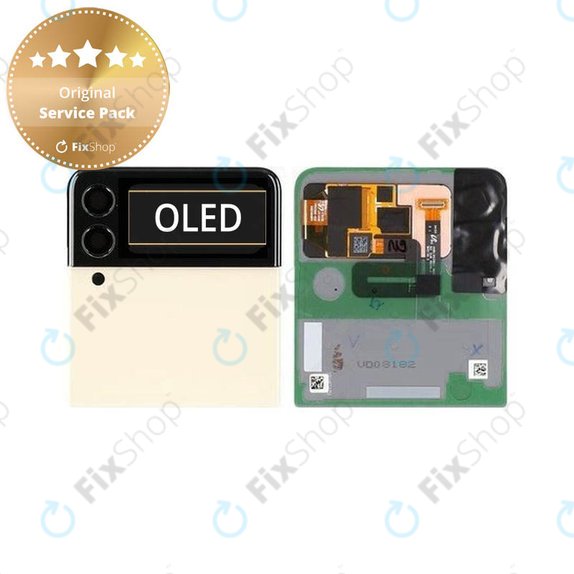 Samsung Galaxy Z Flip 3 F711B - Ecran LCD + Sticlă Tactilă + Ramă (Extern) (Cream) - GH97-26773B Genuine Service Pack