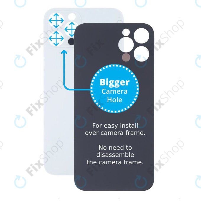 Apple iPhone 13 Pro Max - Sticlă Carcasă Spate cu Orificiu Mărit pentru Cameră (Silver)