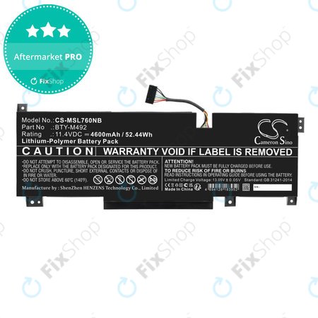 Baterie pentru MSI Pulse GL76, Katana GF66, Bravo 15, Crosshair 17, 4600mAh, Li-Pol, 11.4V, BTY-M492, HQ