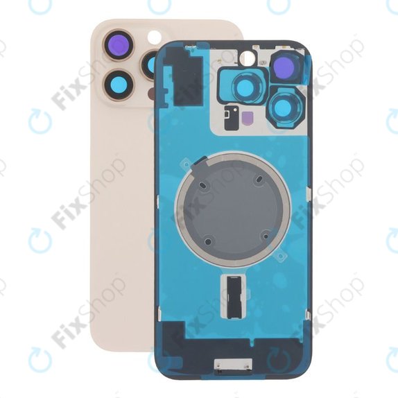 Apple iPhone 16 Pro Max - Sticlă pentru carcasa din spate + Sticlă cameră + Placă metalică + Magneți MagSafe (Desert Titanium)