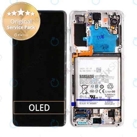 Samsung Galaxy S21 G991B - Ecran LCD + Sticlă Tactilă + Ramă + Baterie (Phantom White) - GH82-24716C, GH82-24718C Genuine Service Pack