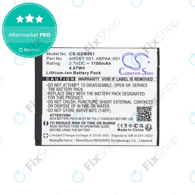 Baterie pentru GoPro HD Hero, Hero2, 1100mAh, Li-Ion, 3.7V, AHDBT-001, HQ