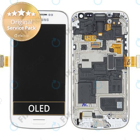 Samsung Galaxy S4 Mini i9195 - Ecran LCD + Sticlă Tactilă + Ramă (White Frost) - GH97-14766B Genuine Service Pack