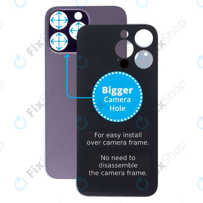 Apple iPhone 14 Pro Max - Sticlă Carcasă Spate cu Orificiu Mărit pentru Cameră (Deep Purple)