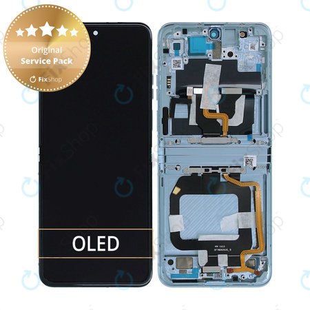 Motorola Razr 40 Ultra - Ecran LCD + Sticlă Tactilă + Ramă (Glacier Blue) - 5D68C22597 Genuine Service Pack