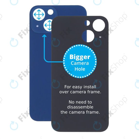 Apple iPhone 13 Mini - Sticlă Carcasă Spate cu Orificiu Mărit pentru Cameră (Blue)