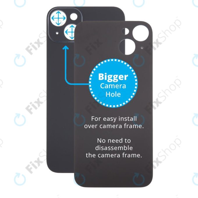 Apple iPhone 15 Plus - Sticlă Carcasă Spate cu Orificiu Mărit pentru Cameră (Black)