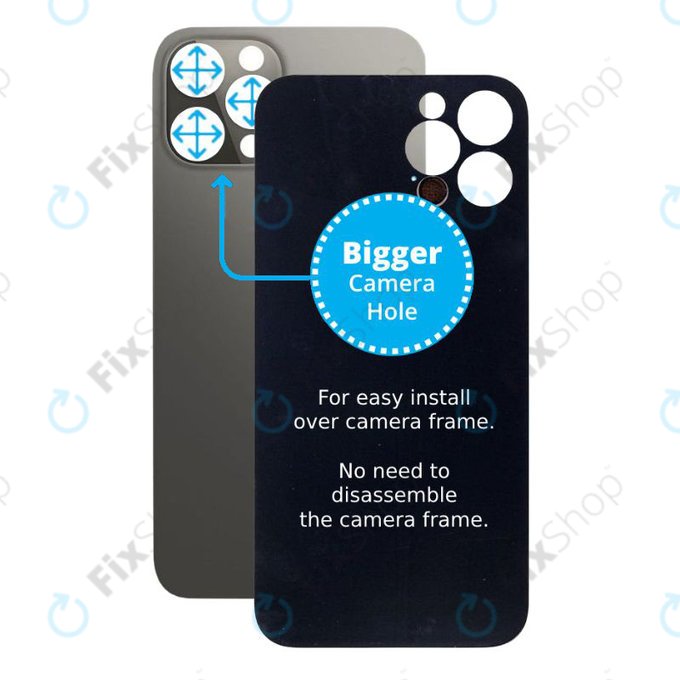 Apple iPhone 12 Pro Max - Sticlă Carcasă Spate cu Orificiu Mărit pentru Cameră (Graphite)