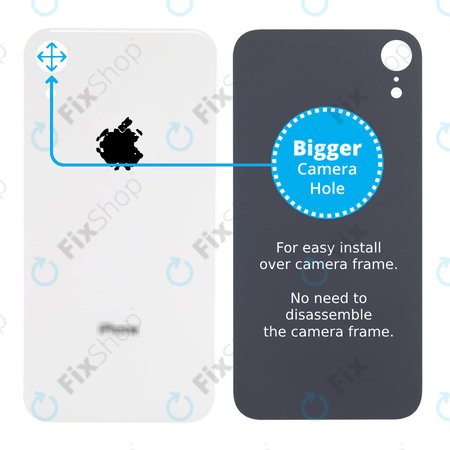 Apple iPhone XR - Sticlă Carcasă Spate cu Orificiu Mărit pentru Cameră (White)
