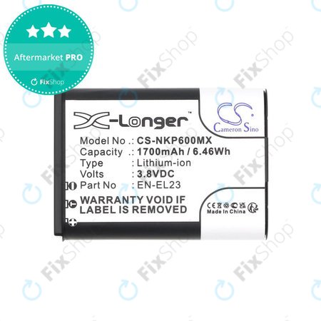 Baterie pentru Nikon Coolpix, 1700mAh, Li-Ion, 3.8V, EN-EL23, HQ